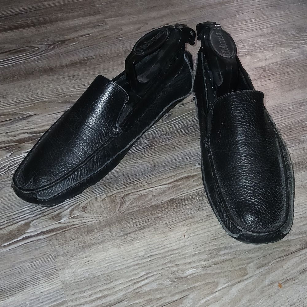 Saks Fifth Ave Men Black Leather Loafers Driving Shoes Sz 7